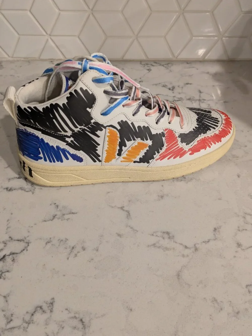 Marni x Veja V-15 High Multicolor Scribble VQ0202884B size 9